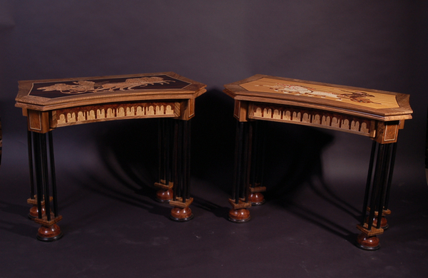 Pair of concertina card tables