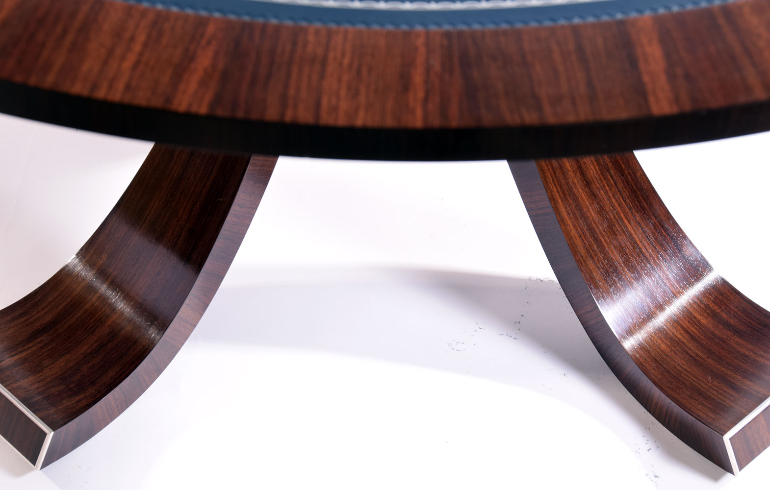 Indian Rosewood and Blue Leather Library Table